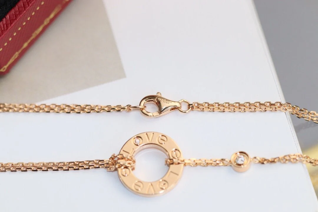[CT]LOVE NECKLACE ADJUSTABLE ROSE GOLD 2 DIAMOND