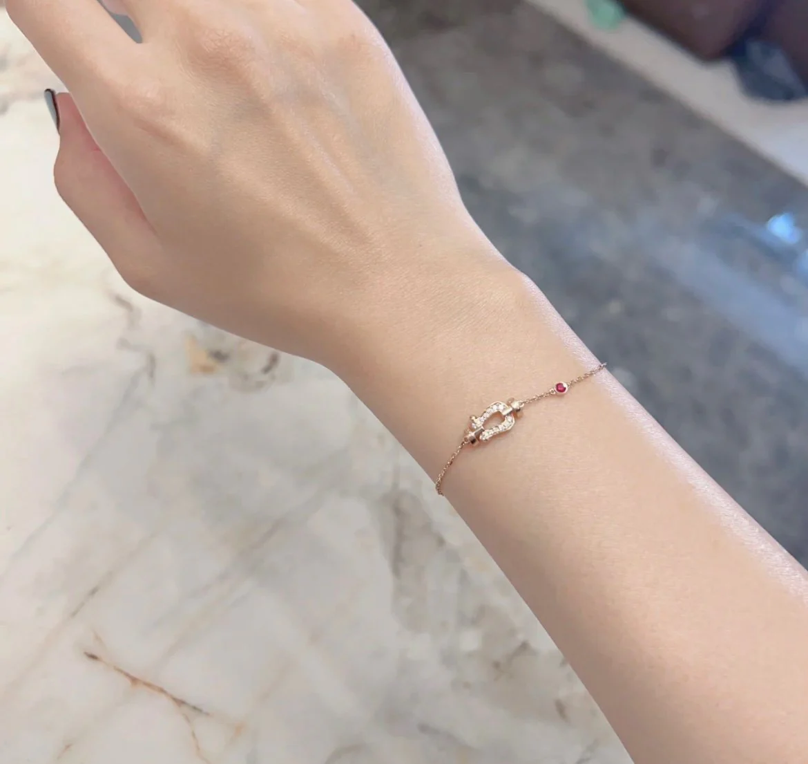 [FE]FORCE 10 DIAMOND CHAIN LINK PINK GOLD BRACELET