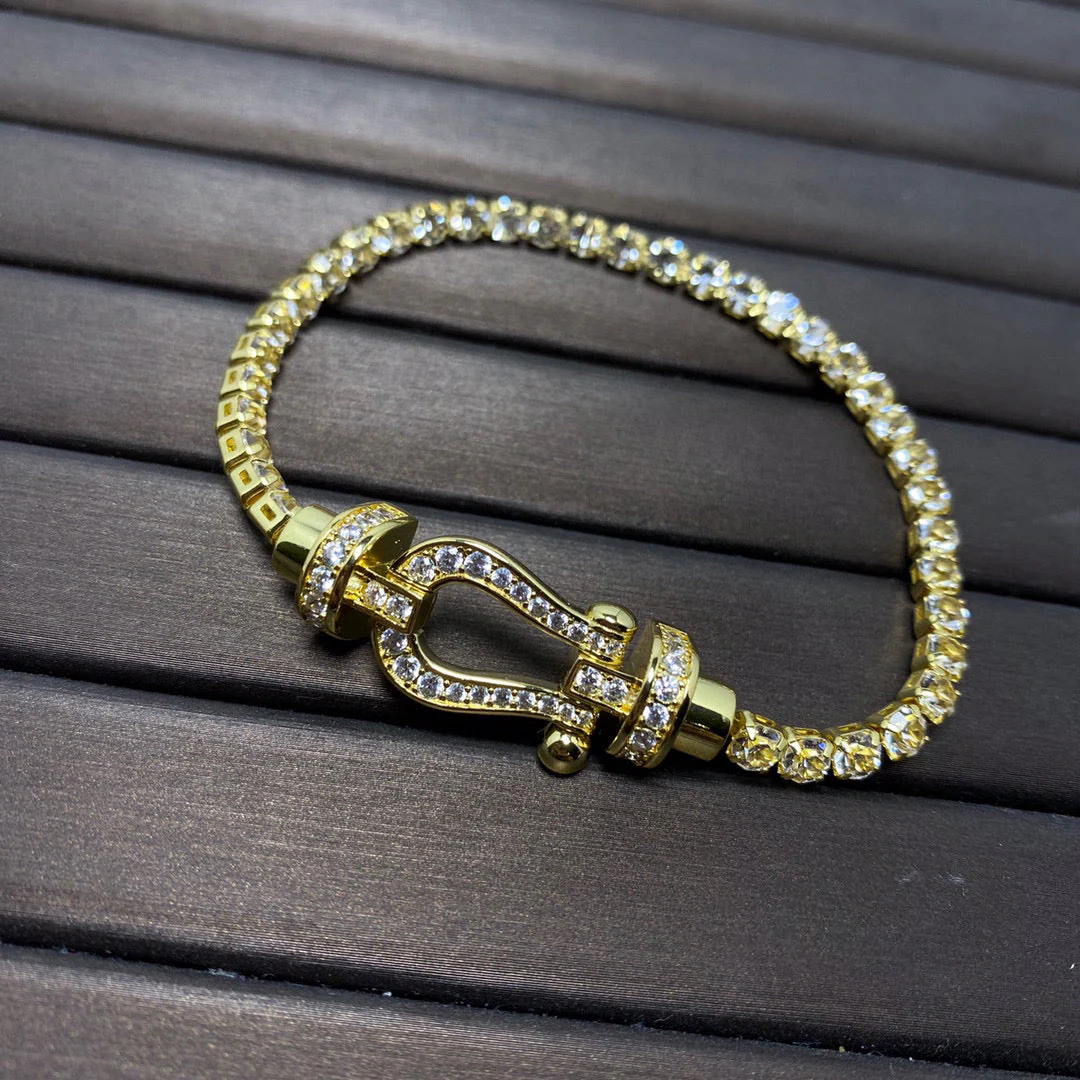 [FE]FORCE  LARGE HORSESHOE FULL DIAMOND TENNIS BRACELET