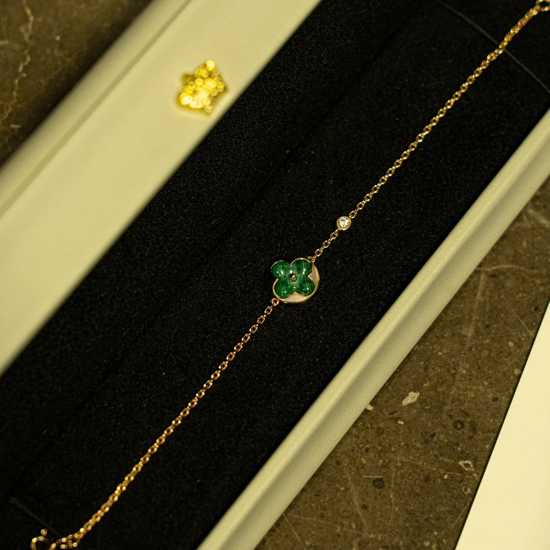 [Loui]SUN MALACHITE 1 DIAMOND PINK GOLD BRACELET