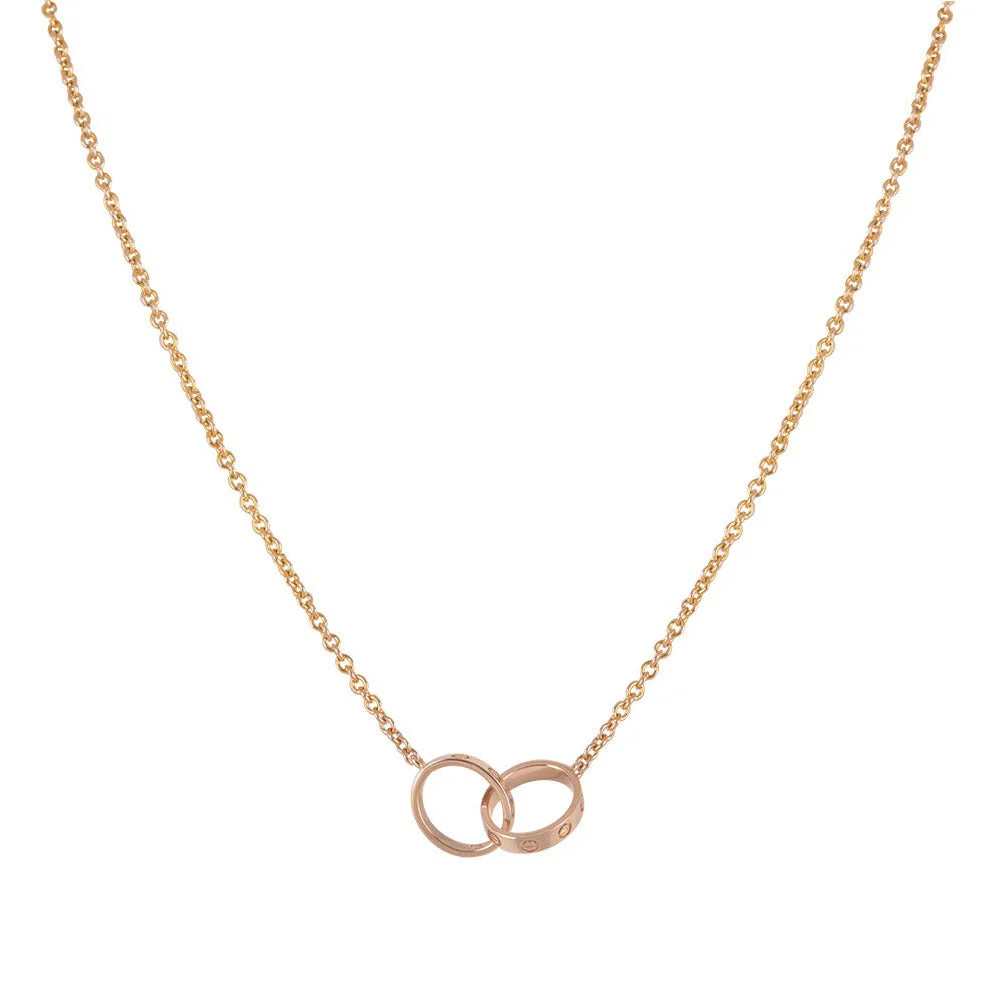[CT]LOVE NECKLACE DOUBLE RING PINK GOLD
