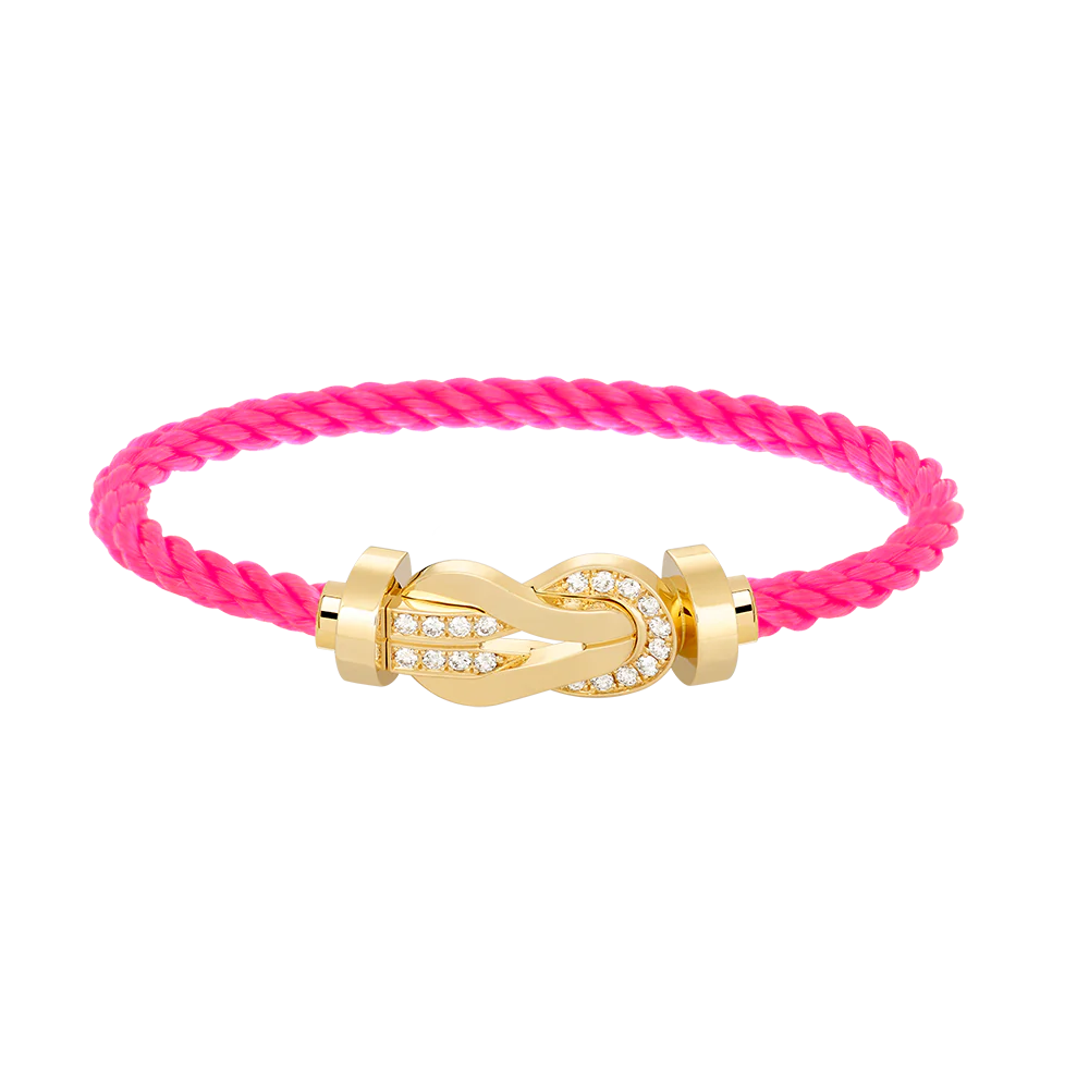 [FE]CHANCE LARGE 8 FIGURE BUCKLE HALF DIAMOND BRACELET GOLD