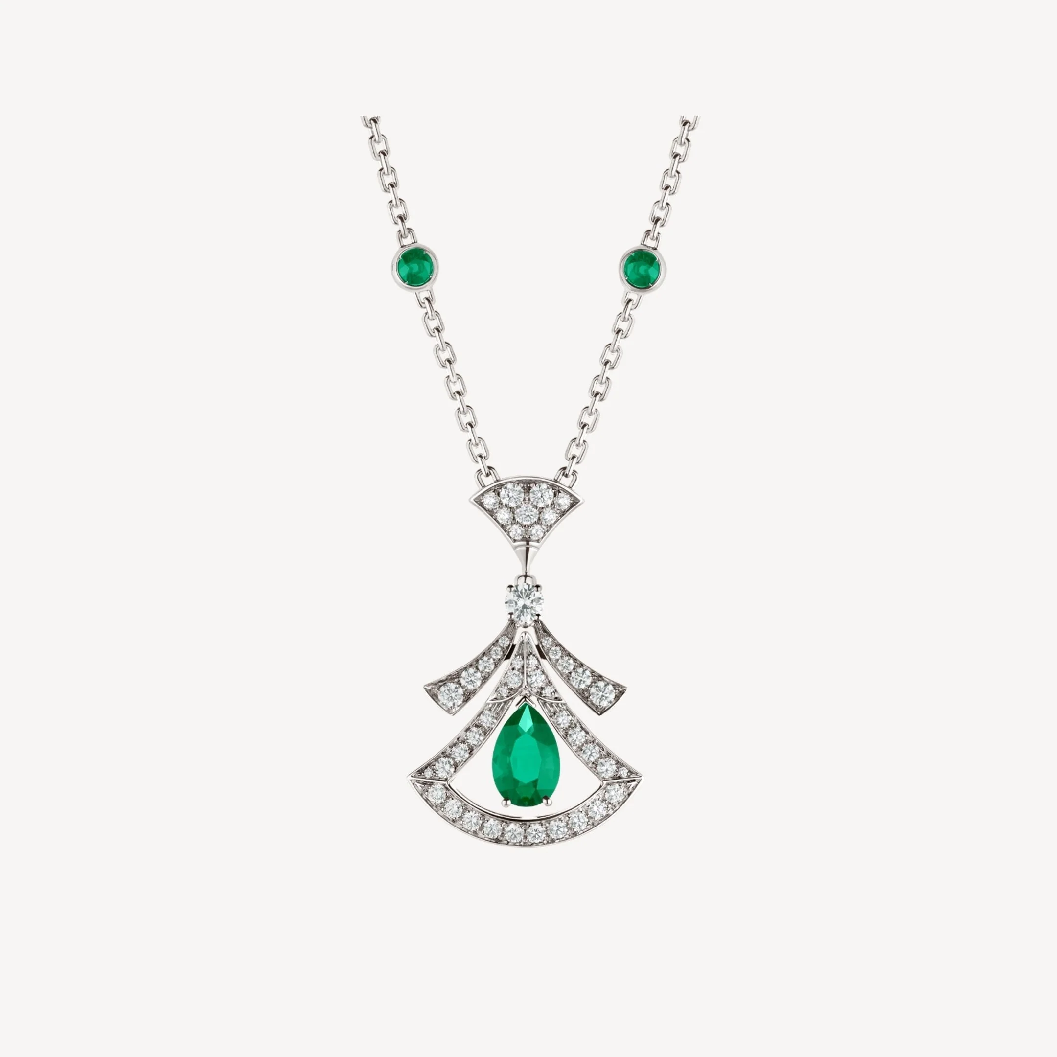 [BV]DREAM NECKLACE MALACHITE DIAMOND SILVER