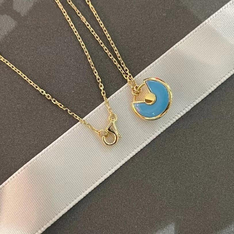 [CT]AMULETTE GOLD TURQUOISE NECKLACE