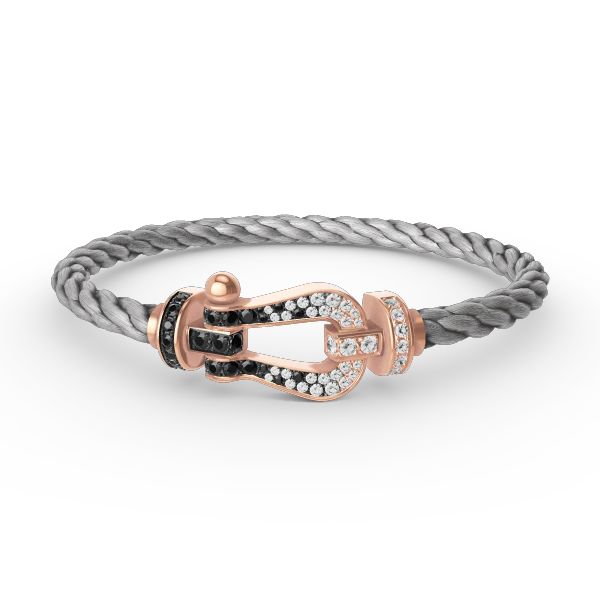 [FE]FORCE LARGE HORSESHOE BLACK WHITE DIAMOND BRACELET ROSE GOLD
