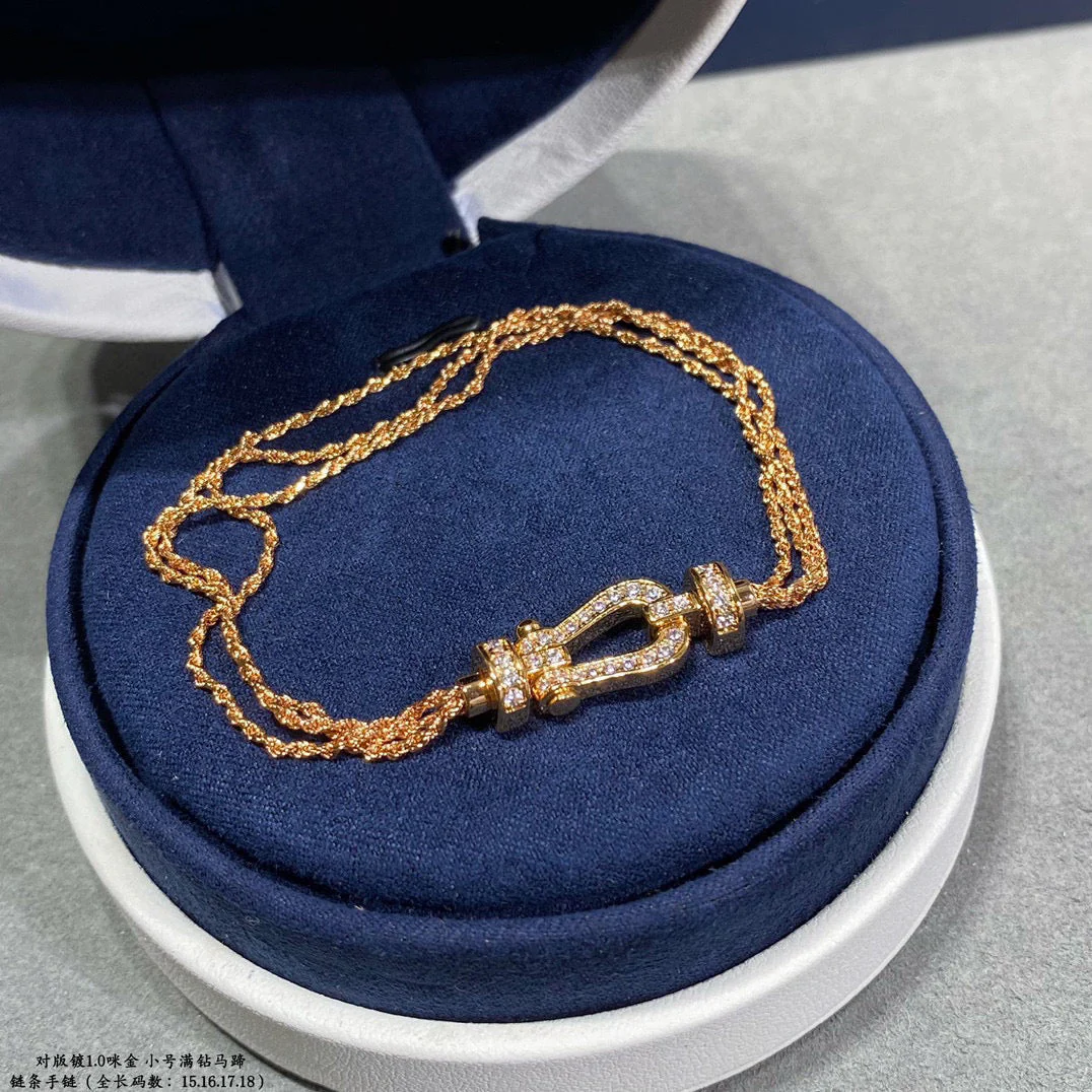 [FE]FORCE SMALL HORSESHOE  DIAMOND CHAIN ROPE BRACELET