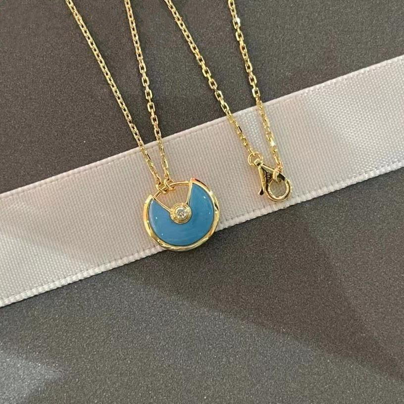 [CT]AMULETTE GOLD TURQUOISE NECKLACE