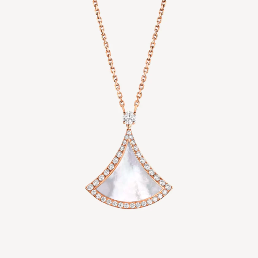 [BV]DREAM MOP DIAMOND PAVED PINK GOLD NECKLACE