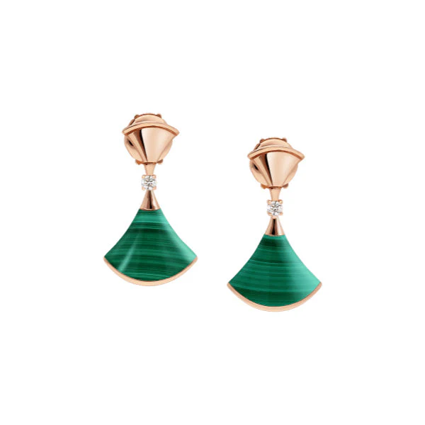 [BV]DREAM MALACHITE PINK GOLD EARRINGS