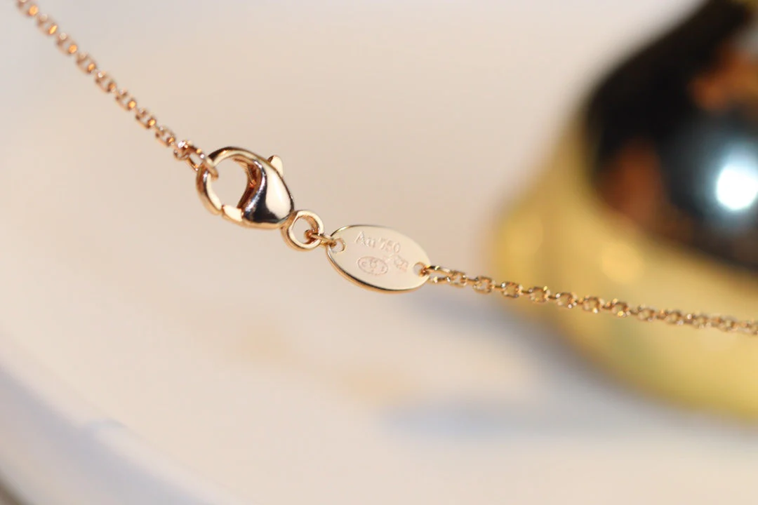 [CH]JEUX MALACHITE 1 DIAMOND PINK GOLD NECKLACE