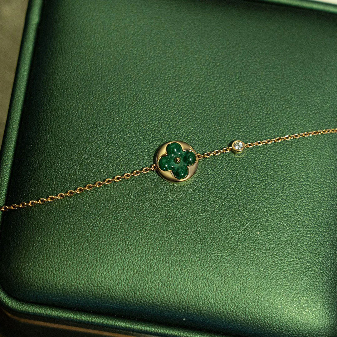 [Loui]SUN MALACHITE 1 DIAMOND PINK GOLD BRACELET