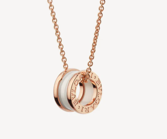 [BV]ZERO 1 WHITE CERAMIC PINK GOLD NECKLACE