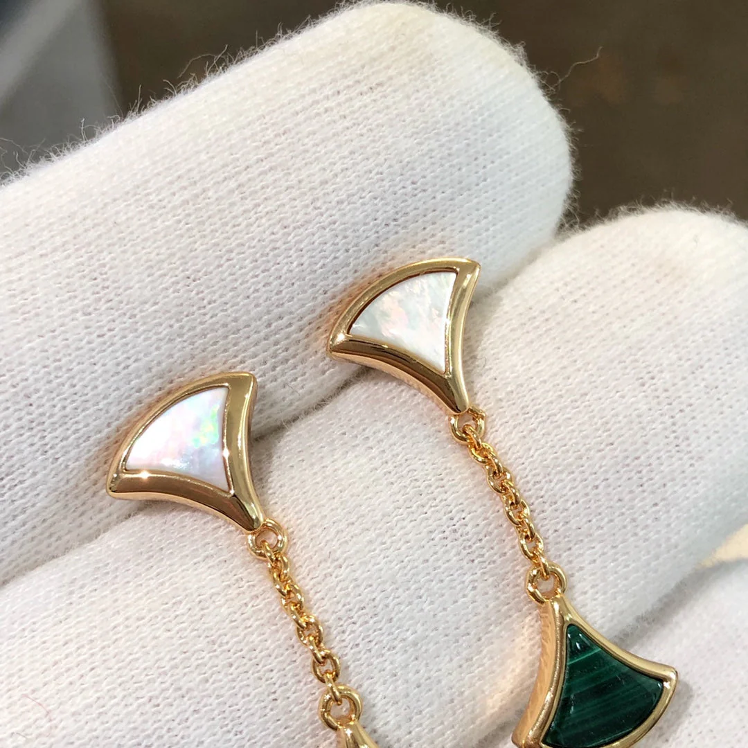 [BV]DREAM EARRINGS 3 MOTIFS MALACHITE MOP PINK GOLD