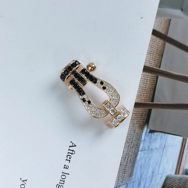 [FE]FORCE LARGE HORSESHOE BLACK WHITE DIAMOND BRACELET SILVER