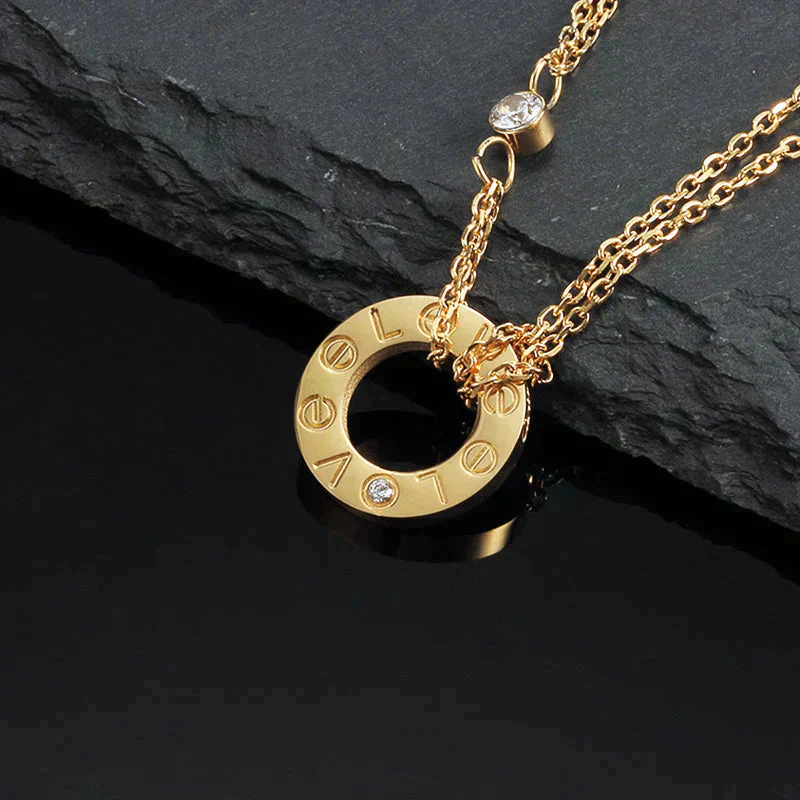 [CT]LOVE NECKLACE 16MM 2 DIAMONDS