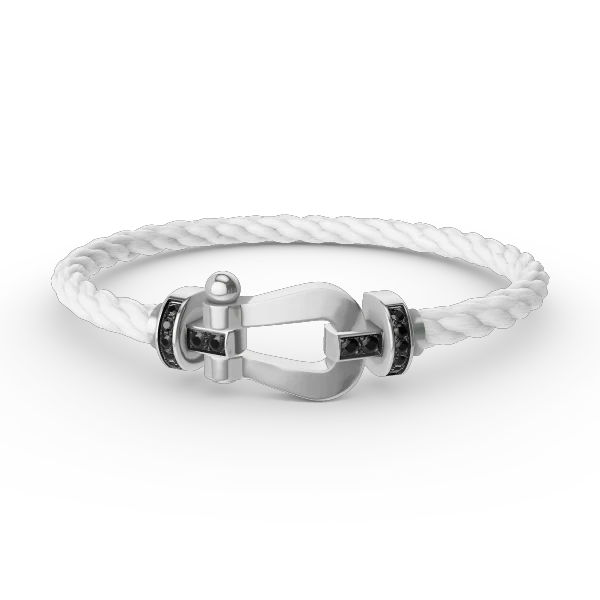 [FE]FORCE LARGE HORSESHOE BLACK DIAMOND BRACELET SILVER