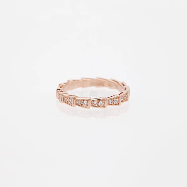 [BV]SERPENTI RING PINK GOLD DIAMOND PAVED 3MM