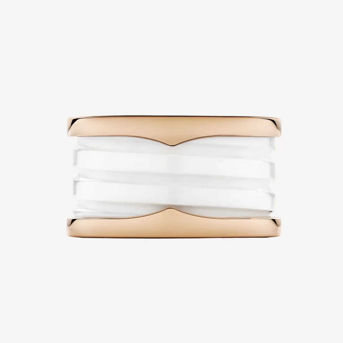 [BV]ZERO 1 FOUR-BAND LOOPS AND WHITE CERAMIC SPIRAL PINK GOLD RING