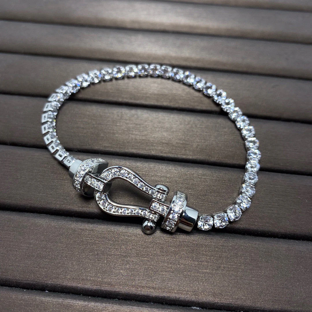 [FE]FORCE  LARGE HORSESHOE FULL DIAMOND TENNIS BRACELET