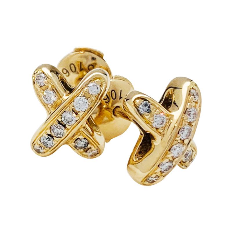 [CH]JEUX DE GOLD DIAMOND EARRINGS