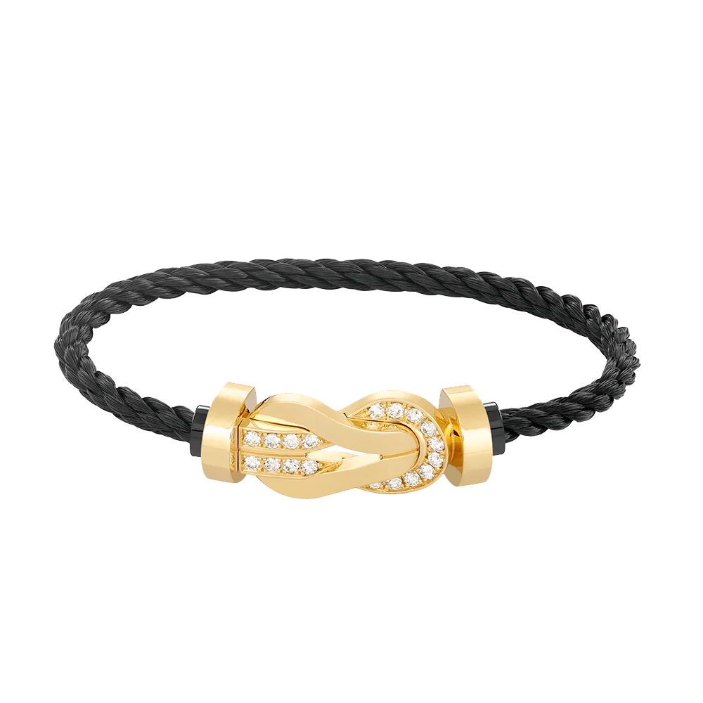 [FE]CHANCE LARGE 8 FIGURE BUCKLE HALF DIAMOND BRACELET GOLD