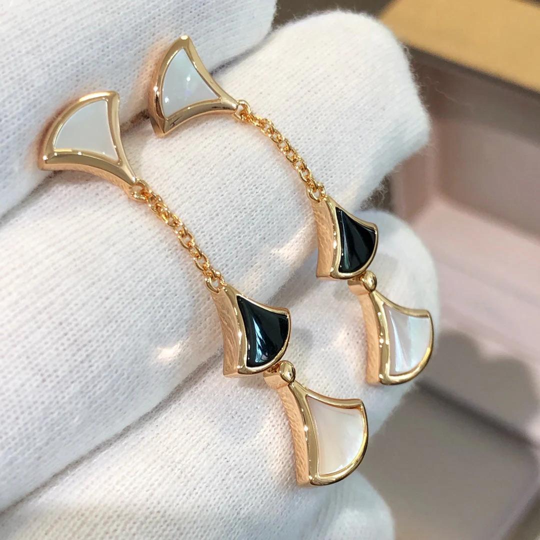 [BV]DREAM EARRINGS 3 MOTIFS ONYX MOP PINK GOLD