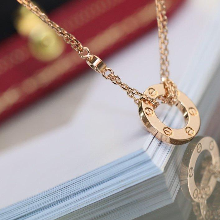 [CT]LOVE NECKLACE ADJUSTABLE ROSE GOLD 2 DIAMOND