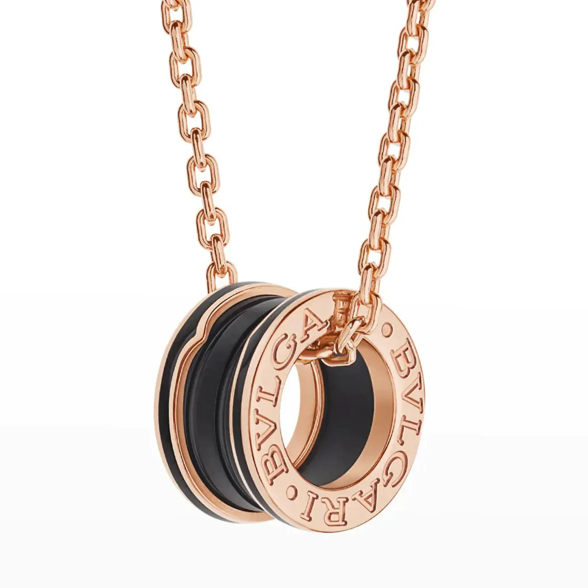 [BV]ZERO 1 BLACK CERAMIC PINK GOLD NECKLACE