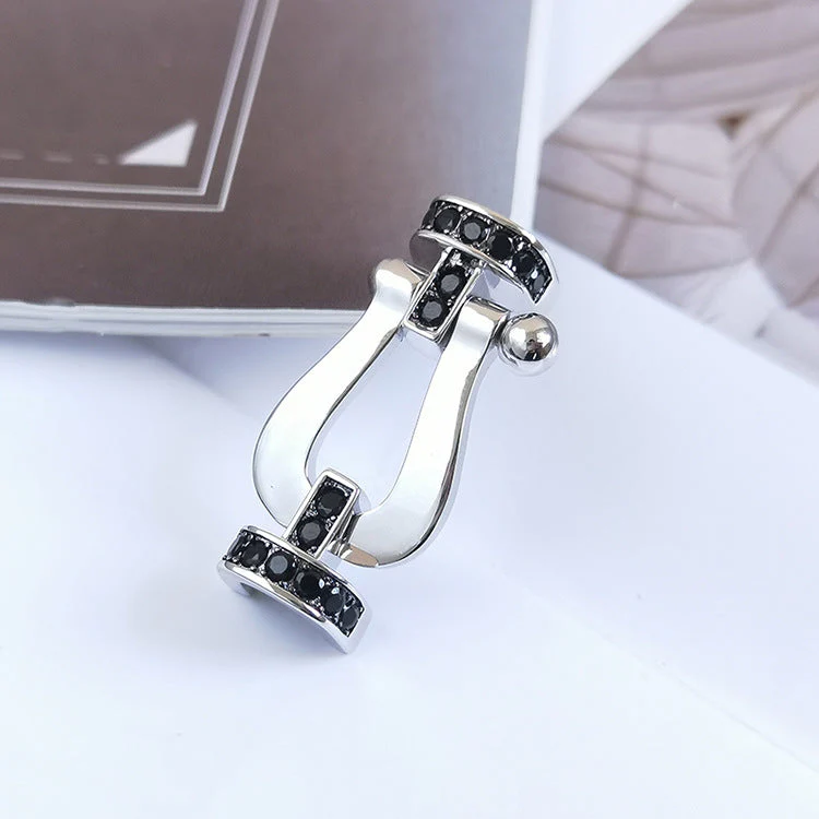 [FE]FORCE LARGE HORSESHOE BLACK DIAMOND BRACELET SILVER