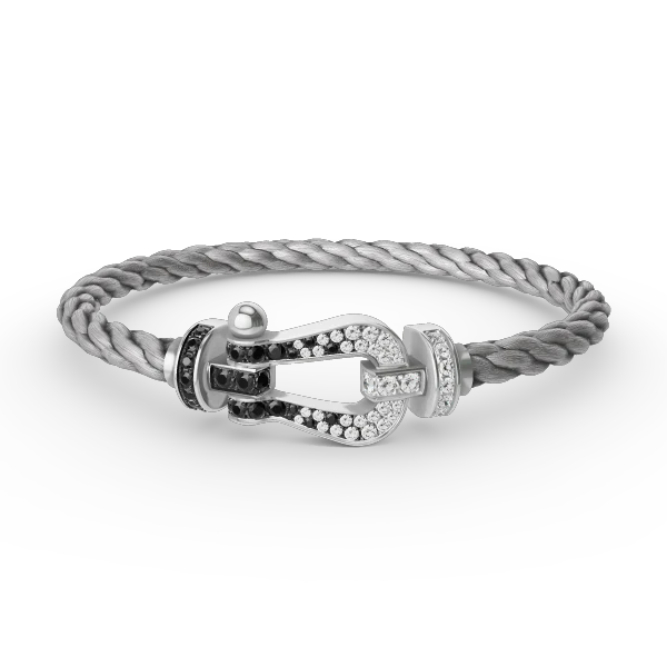 [FE]FORCE LARGE HORSESHOE BLACK WHITE DIAMOND BRACELET SILVER