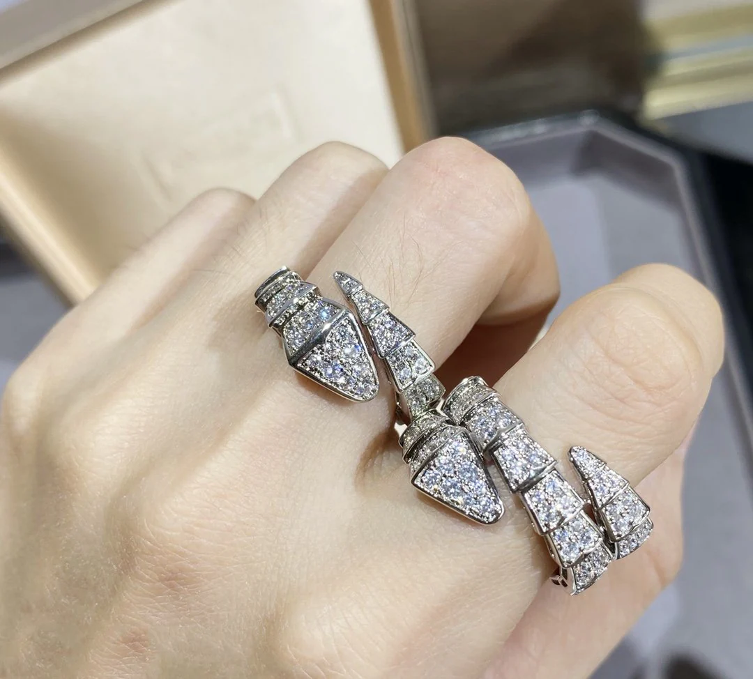[BV]SERPENTI LARGE RING SILVER DIAMOND PAVED