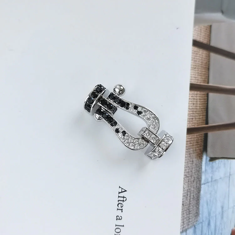 [FE]FORCE LARGE HORSESHOE BLACK WHITE DIAMOND BRACELET ROSE GOLD