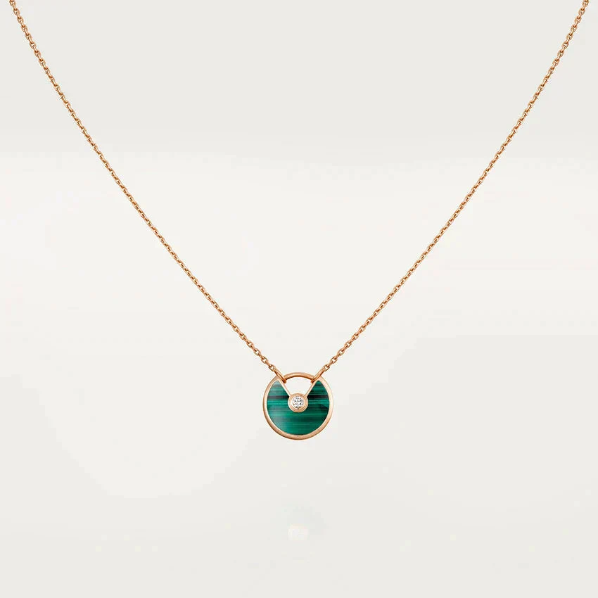 [CT]AMULETTE ROSE GOLD MALACHITE NECKLACE
