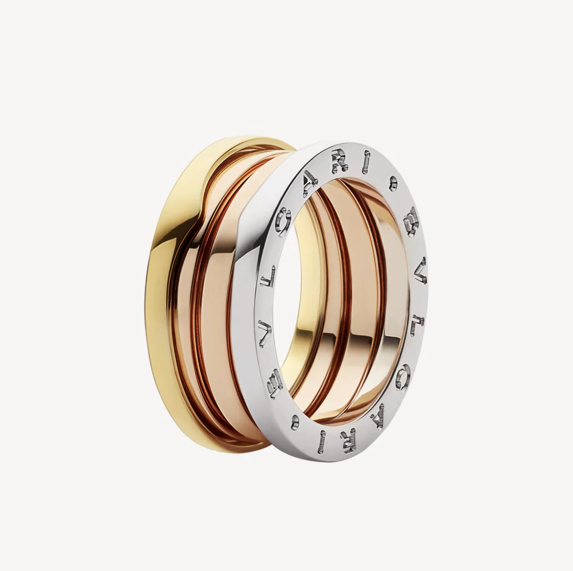 [BV]ZERO 1 THREE-BAND ROSE WHITE AND YELLOW RING