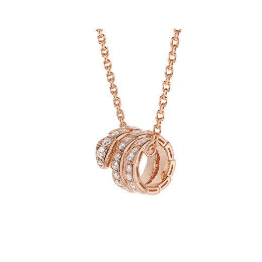 [BV]SERPENTI PINK GOLD NECKLACE DOUBLE RING DIAMOND