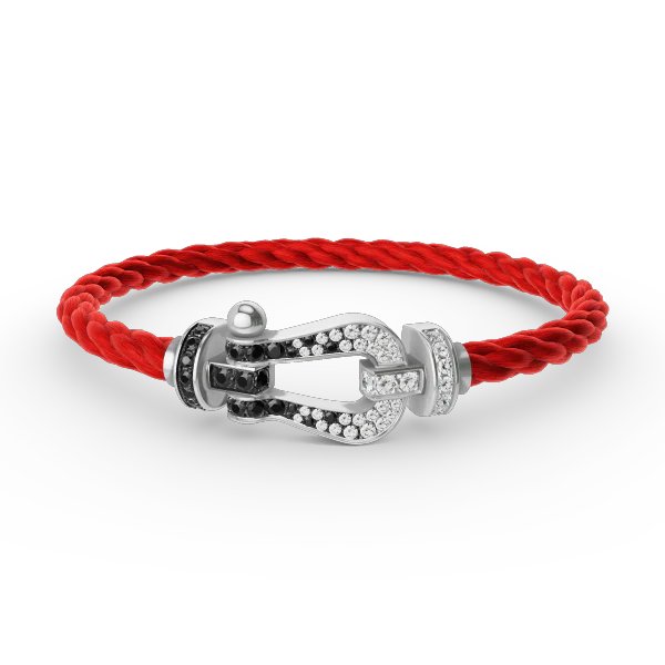 [FE]FORCE LARGE HORSESHOE BLACK WHITE DIAMOND BRACELET SILVER