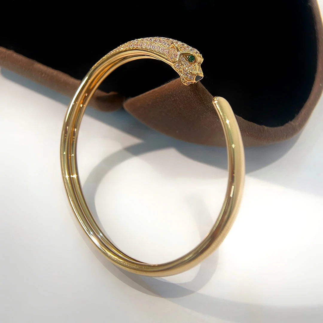 [CT]PANTHERE GOLD DIAMOND OPEN BRACELET