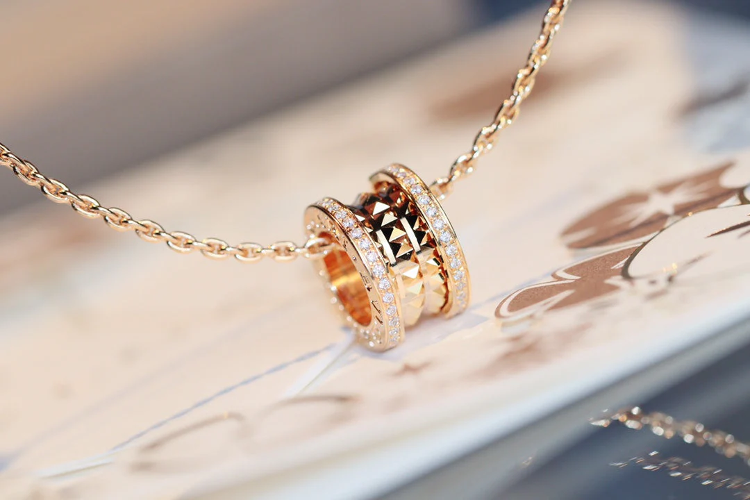 [BV]ZERO 1 ROCK PEDANT PINK GOLD NECKLACE