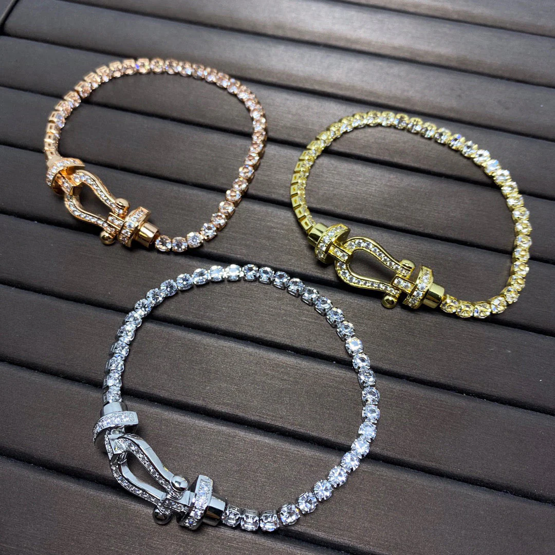 [FE]FORCE  LARGE HORSESHOE FULL DIAMOND TENNIS BRACELET