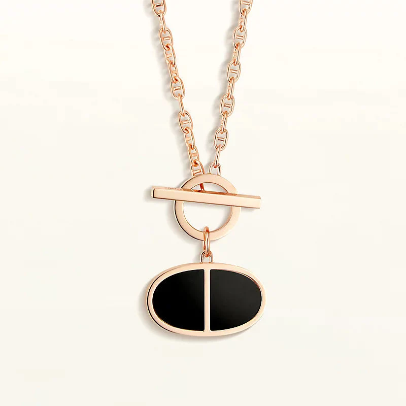 [Hmes]CHAINE VERSO BLACK CERAMIC NECKLACE