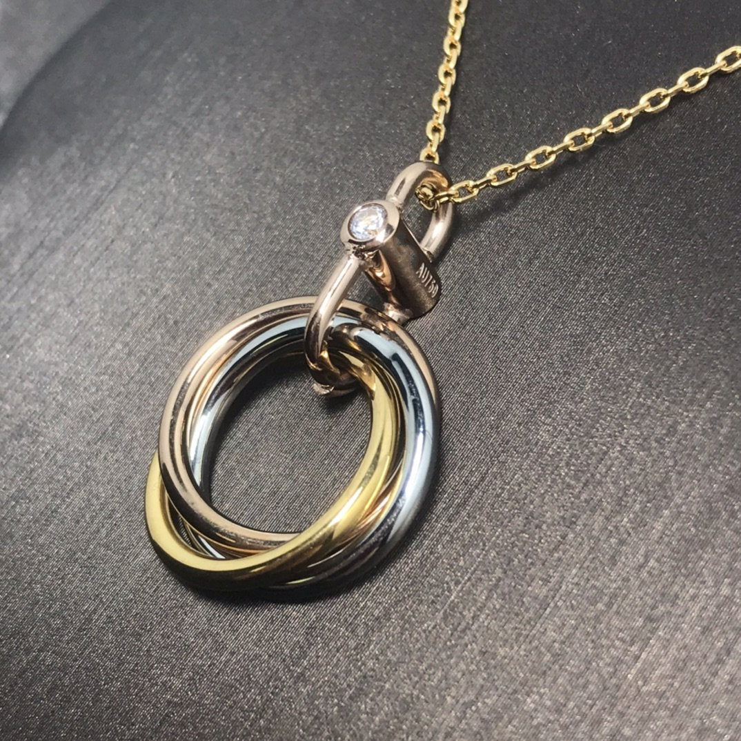 [CT]TRINITY SILVER GOLD PINK GOLD NECKLACE