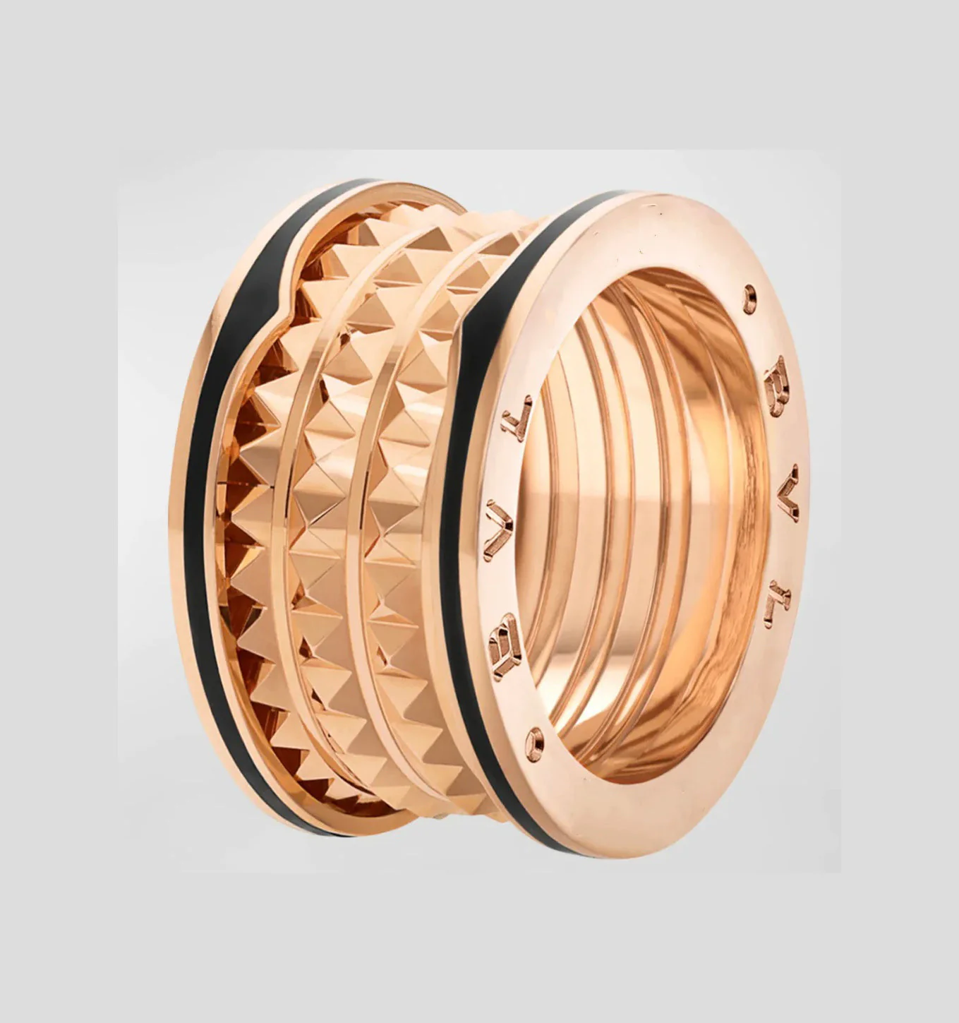 [BV]ZERO 1 ROCK BLACK CERAMIC PINK GOLD LARGE MODEL