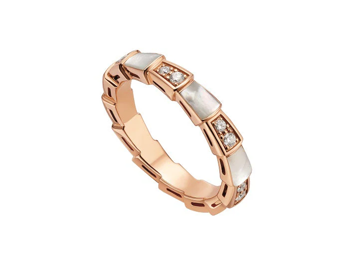 [BV]SERPENTI RING PINK GOLD DIAMOND MOP 3MM