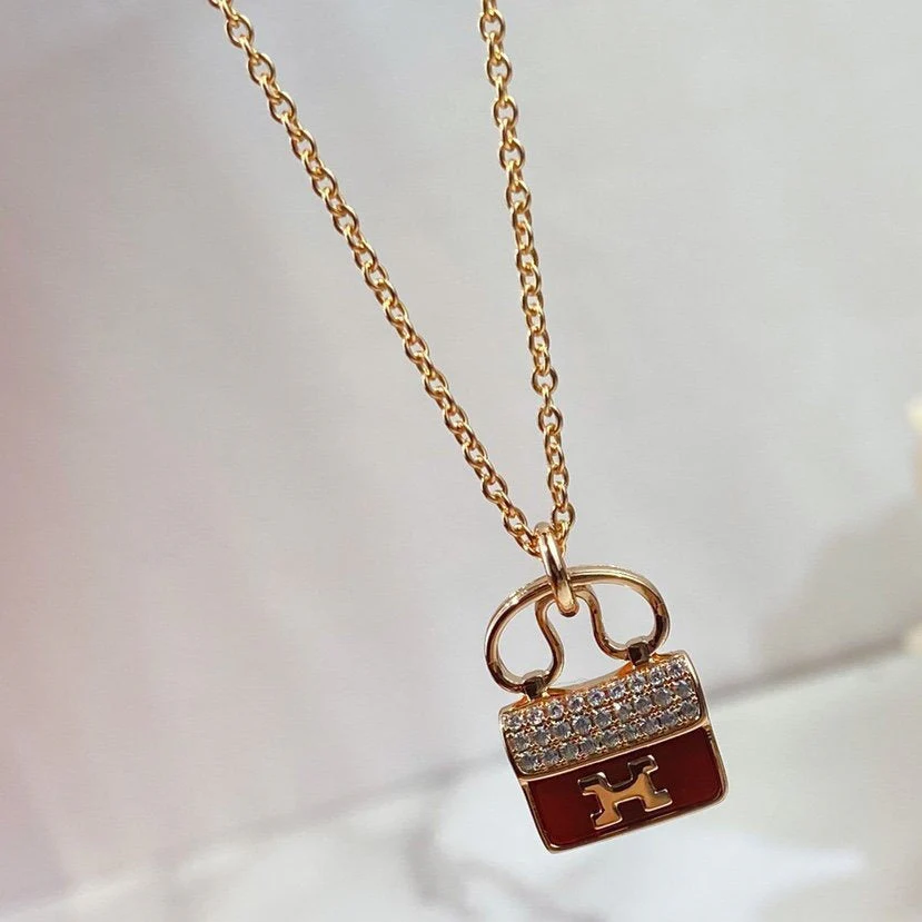 [Hmes]CONSTANCE RED PEDANT PINK GOLD NECKLACE