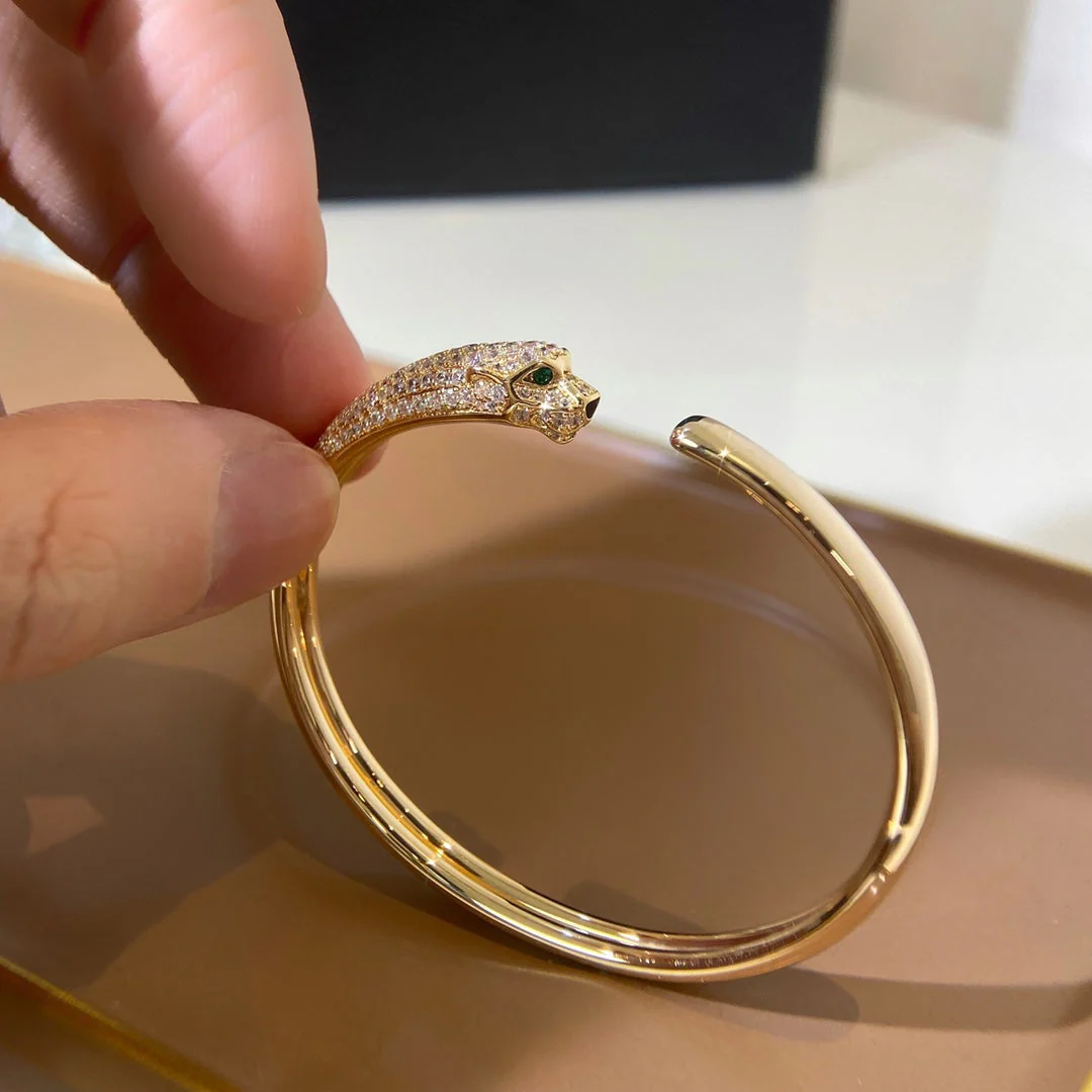 [CT]PANTHERE GOLD DIAMOND OPEN BRACELET