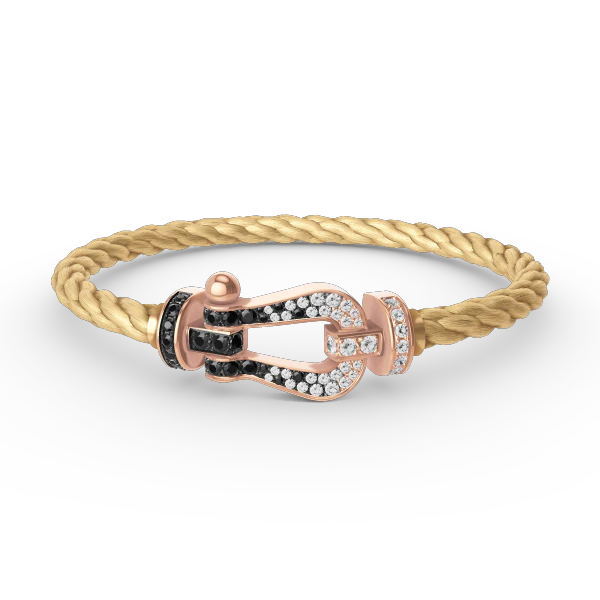 [FE]FORCE LARGE HORSESHOE BLACK WHITE DIAMOND BRACELET ROSE GOLD