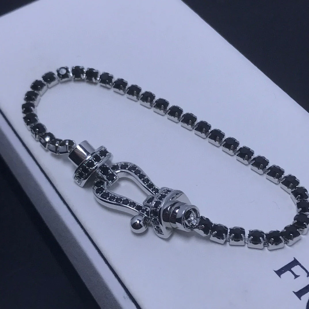 [FE]FORCE  LARGE HORSESHOE FULL DIAMOND TENNIS BRACELET