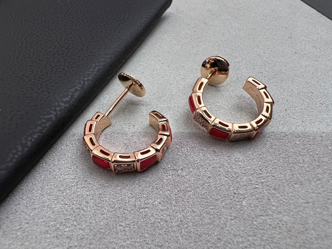 [BV]SERPENTI CARNELIAN PINK GOLD EARRINGS