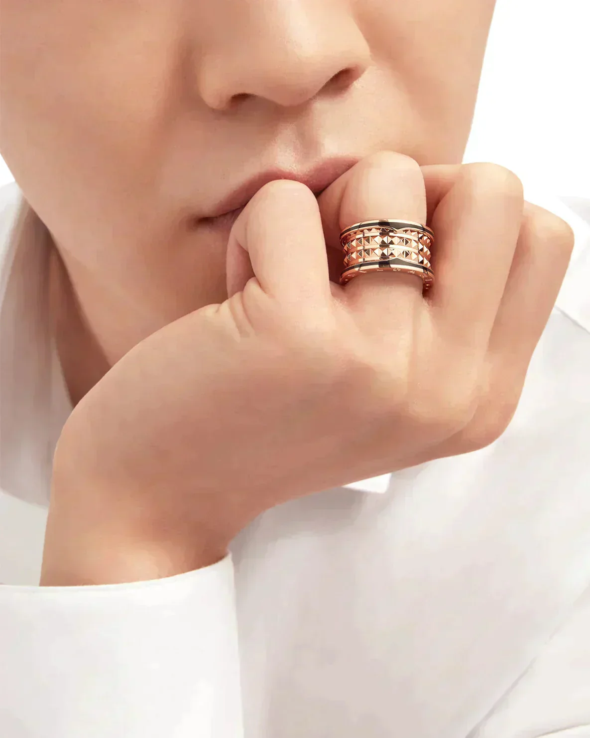 [BV]ZERO 1 ROCK BLACK CERAMIC PINK GOLD LARGE MODEL