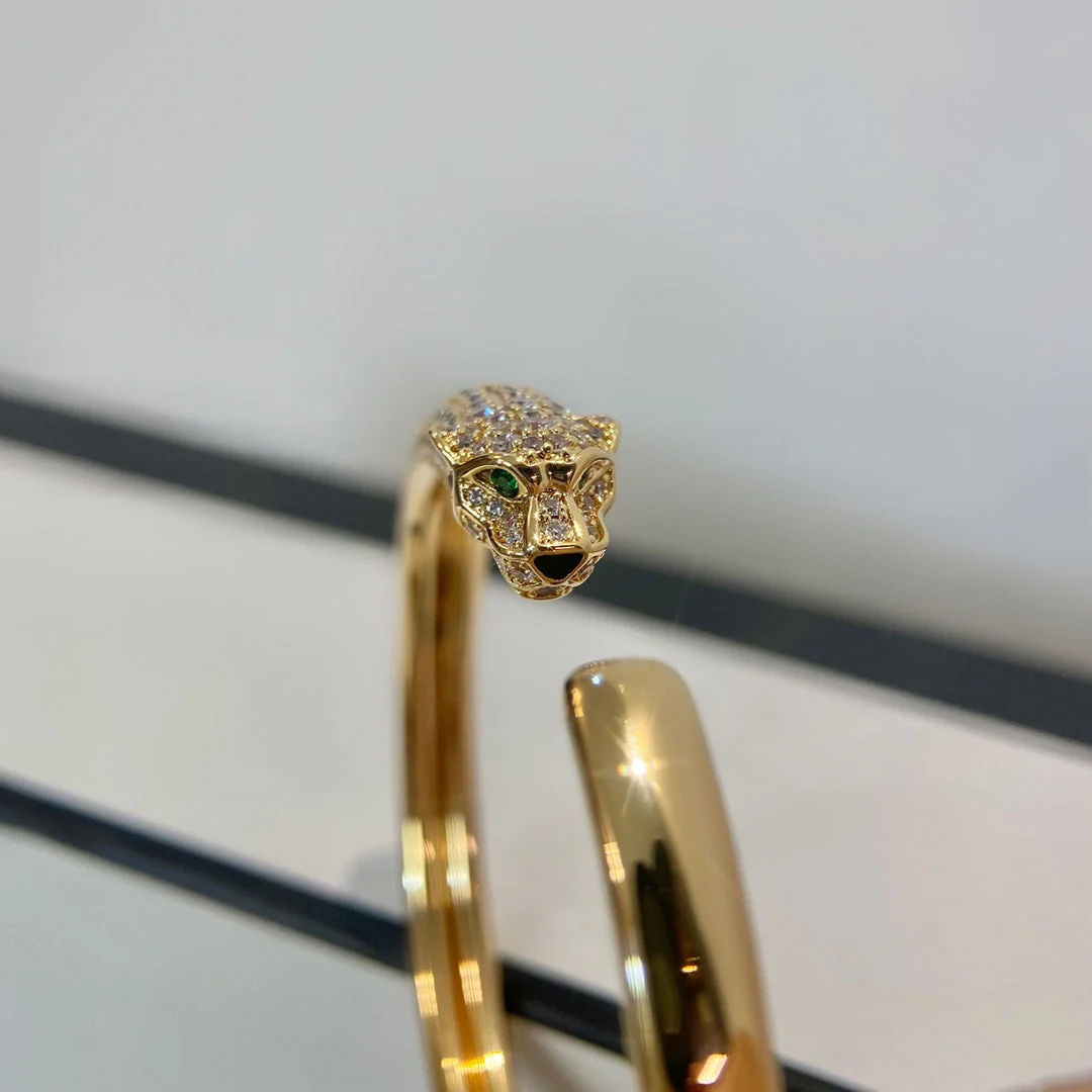 [CT]PANTHERE GOLD DIAMOND OPEN BRACELET